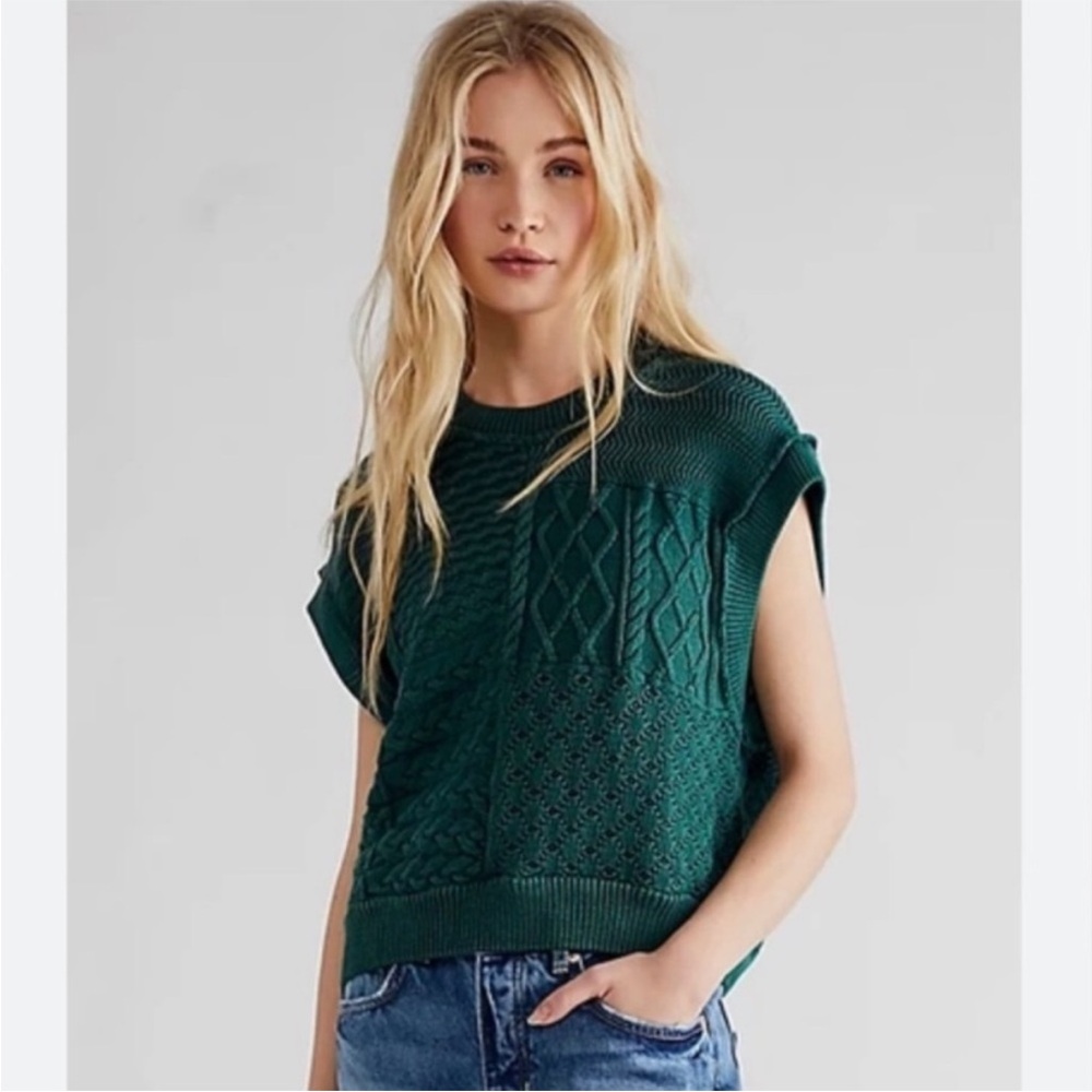 Free people  Cable Knit Sweater Vest - Deep Green